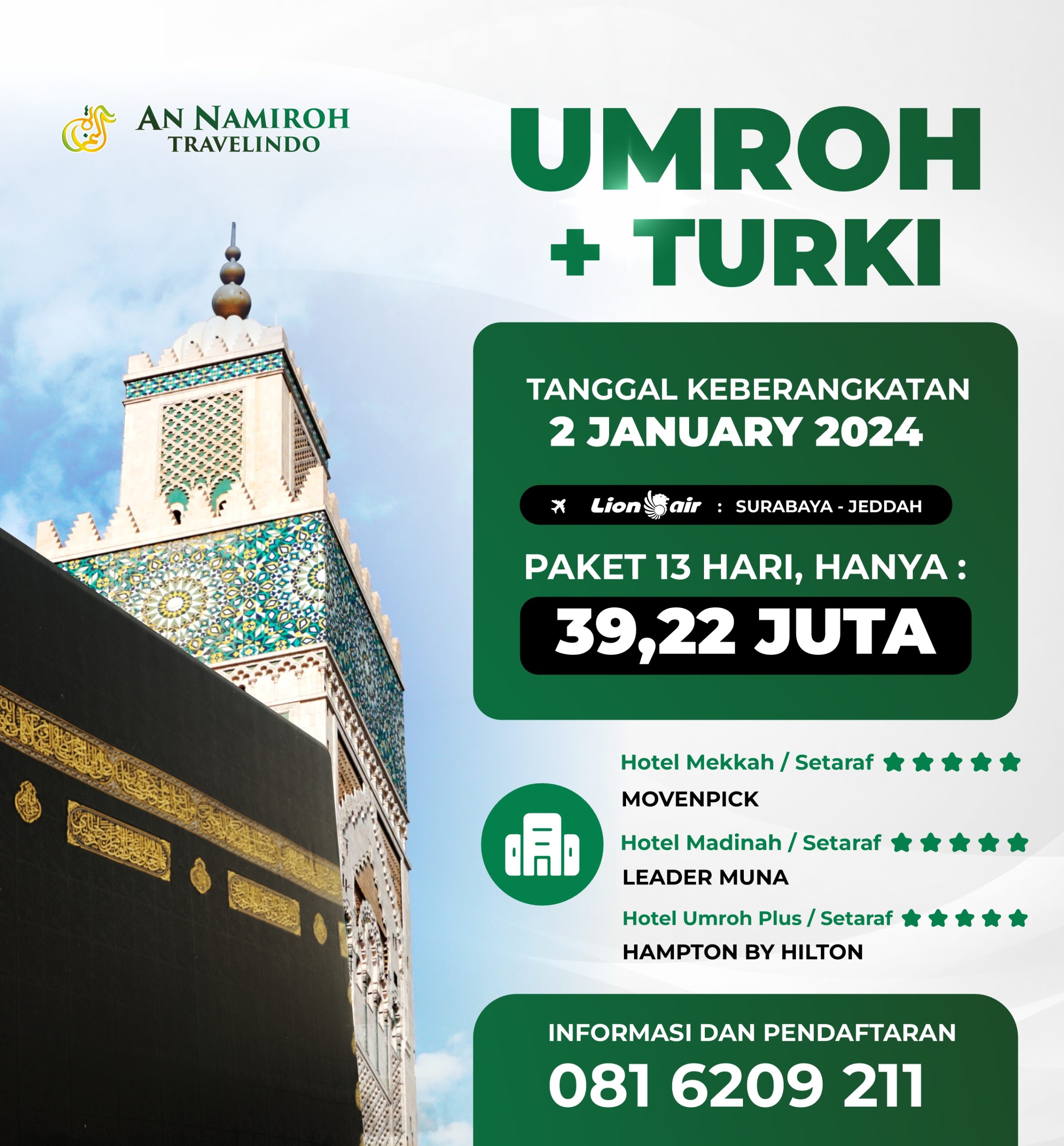 Umroh Plus Turki Hari Januari An Namiroh Travelindo